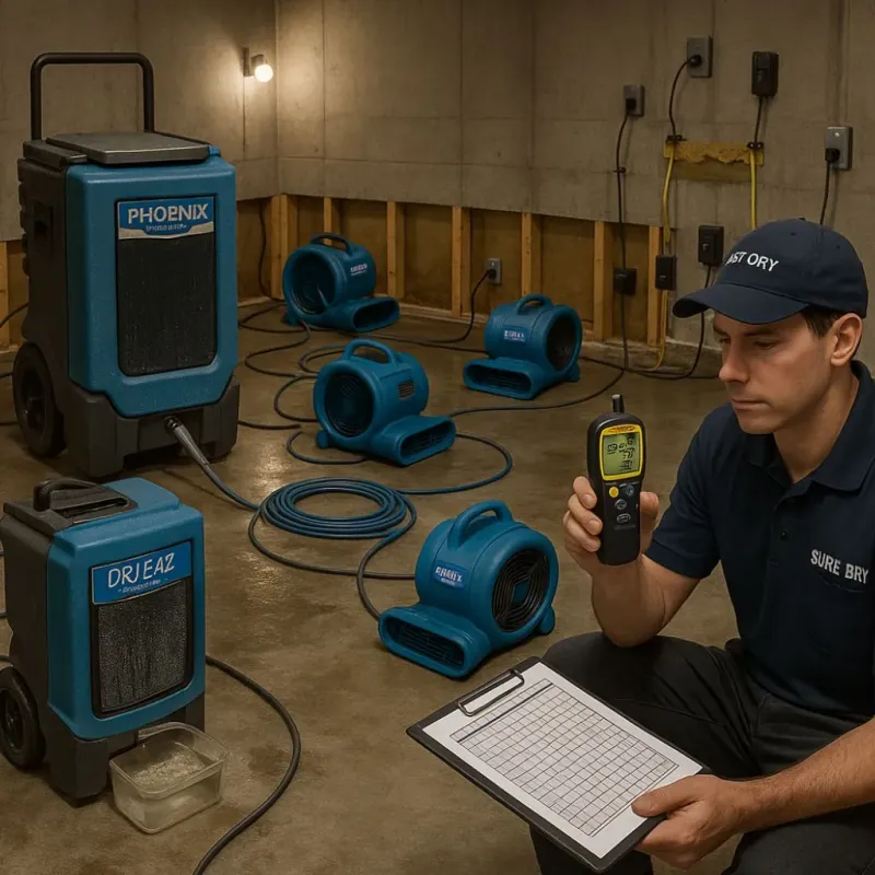 Structural Drying and Dehumidification process in Bajandas, PR